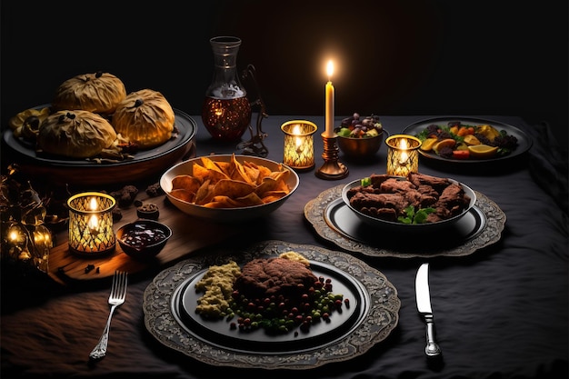 Iftar Food Foto Landschaftsfotografie, Generative Ai