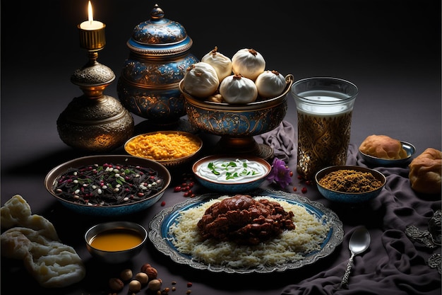 Iftar Food Foto Landschaftsfotografie, Generative Ai