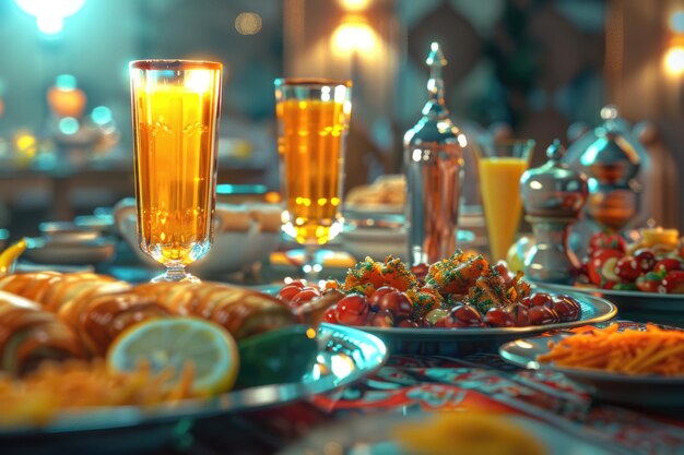 Foto iftar ou suhoor servido no ramadão