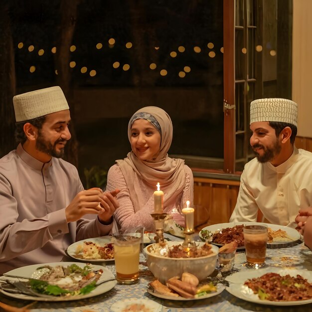 Foto iftar de ramadán con la familia