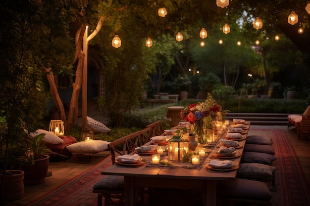 Iftar-Versammlung im ruhigen Garten