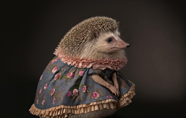 Foto igel, der ein kleid trägt