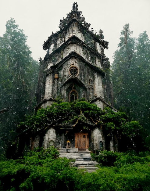 Una iglesia en el bosque