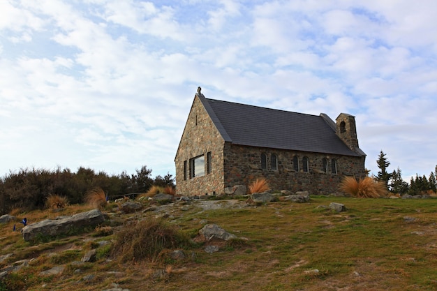Foto iglesia del buen pastor, lago tekapo, nueva zelanda