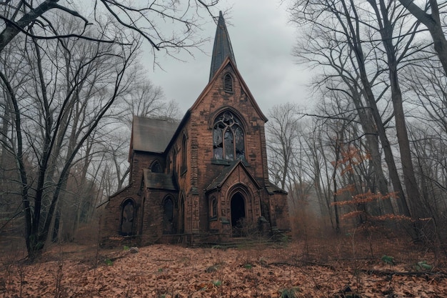 Iglesia del castillo gótico abandonado Generate Ai