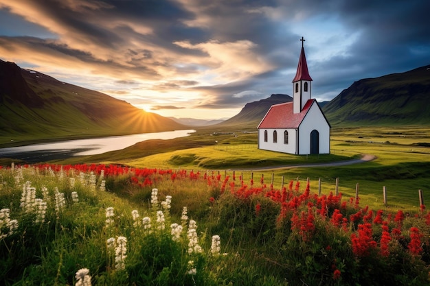 Iglesia cristiana de Vikurkirkja en la aldea de Vik i Myrdal Islandia