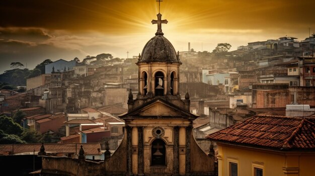 Una iglesia con una cruz encima