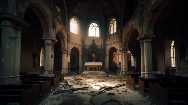 Una iglesia con una cruz en el medio