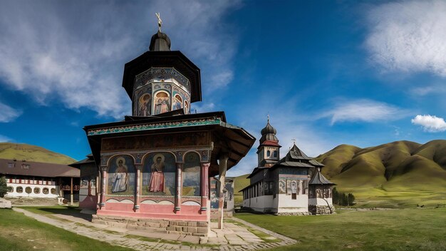 Foto la iglesia del monasterio de sucevita en la bucovina rumania