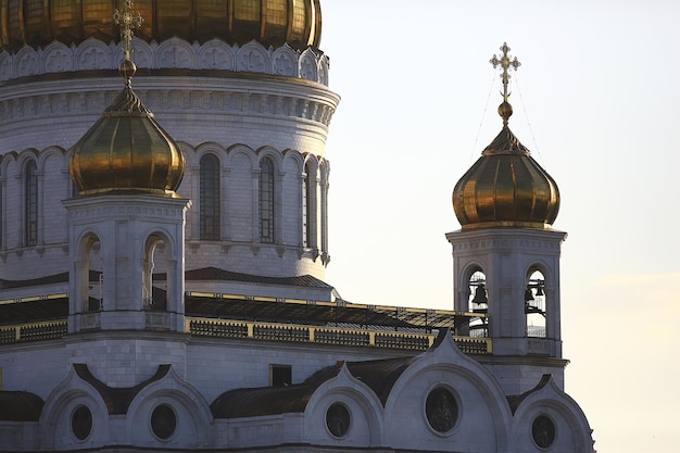 Iglesia de Moscú de la cúpula / Arquitectura ortodoxa, cúpulas de catedral en Moscú, cristianismo ortodoxo de Rusia, concepto de fe