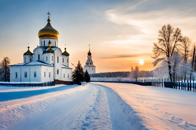 una iglesia en la nieve