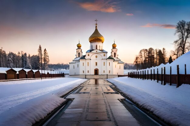 una iglesia en la nieve