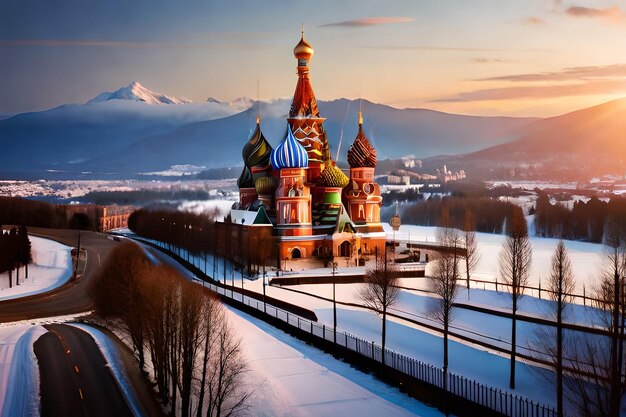 una iglesia en la nieve