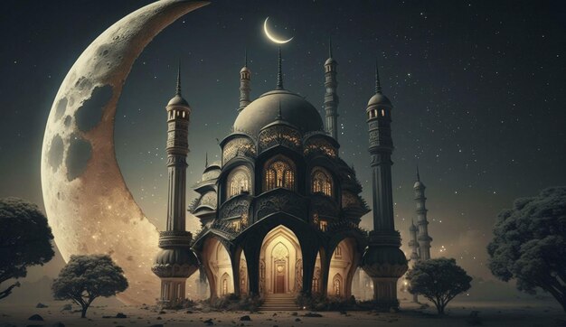 iglesia en la noche mezquita en la noche