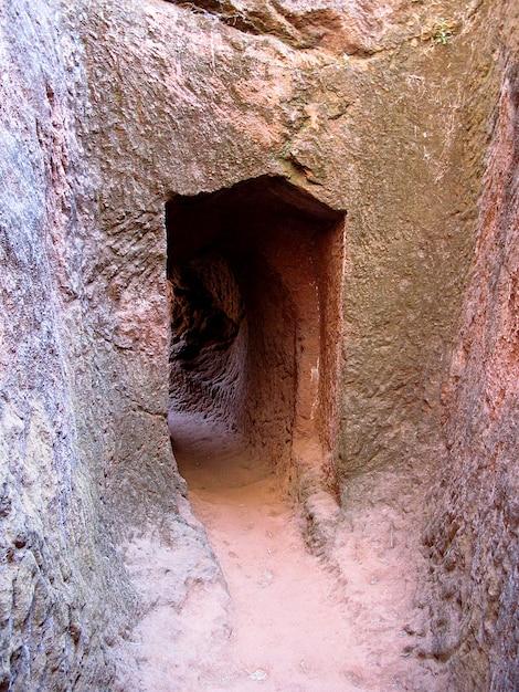 La iglesia ortodoxa monolítica en la ciudad de Lalibela, Etiopía