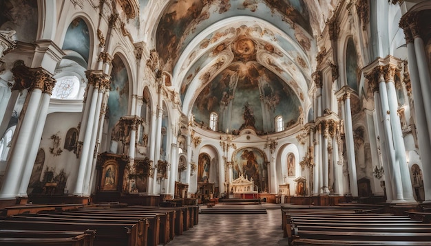 Foto una iglesia con una pintura de un dios en el centro