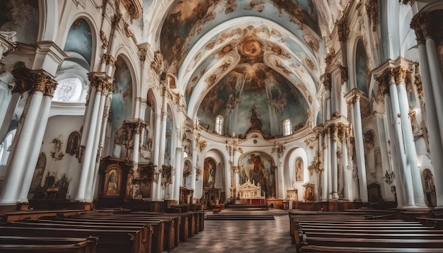 una iglesia con una pintura de un dios en el centro