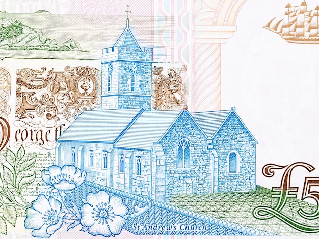 Iglesia de San Andrés de Guernsey dinero libras