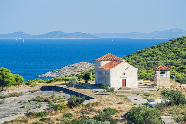 La iglesia de la Santísima Trinidad, isla Vrgada, Croacia