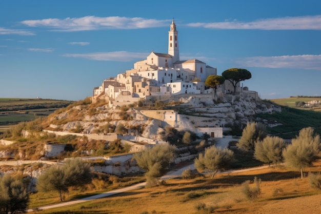 Iglesia SS en la cima de la colina Ciudad de Locorotondo y Chiesetta Rettoria María Iglesia SS Annunziata con