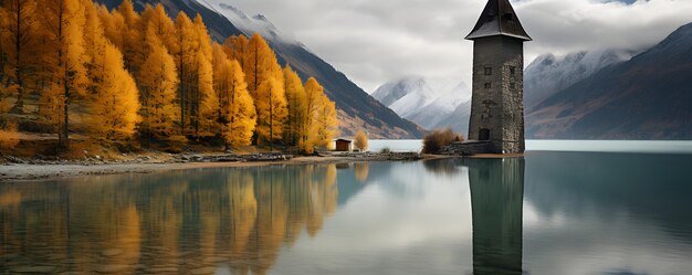 Igreja afundada no Lago di Resia