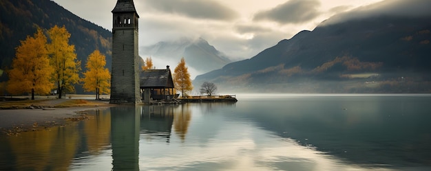 Igreja afundada no Lago di Resia