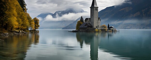 Igreja afundada no Lago di Resia