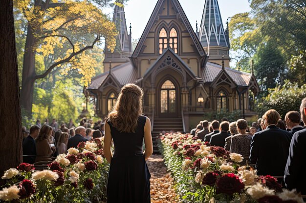 Igreja centenária em meio à natureza serena generativa IA