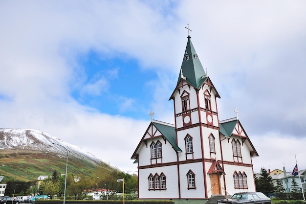 Igreja de madeira em Husavik Islândia