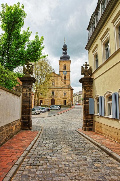 Igreja de St Jakob no centro da cidade de Bamberg, na Alemanha. Também é chamado Jakobsskirche, uma basílica romana