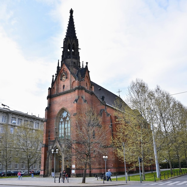 Igreja Evangélica Vermelha da cidade de J A Komensky Brno Morávia República Checa Europa