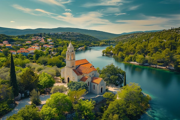 Igreja Luka Krka Croácia Atração turística Vista aérea