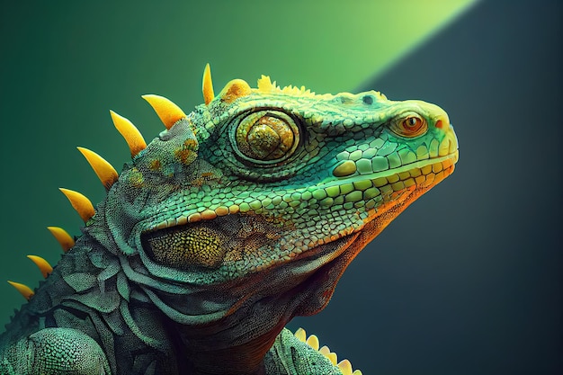 Iguana animal Retrato de una iguana Pintura de ilustración de estilo de arte digital