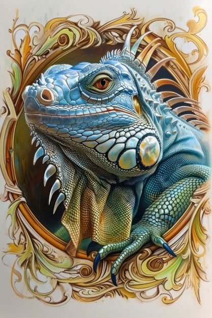 iguana Ilustração artística para um livro