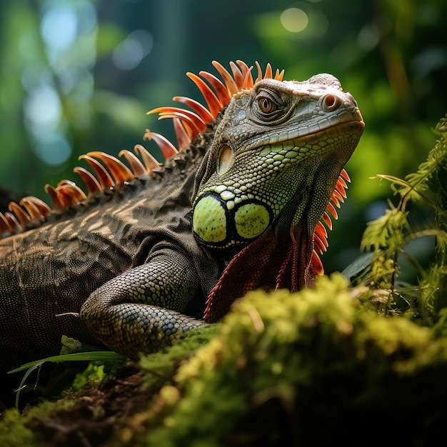 Iguana in seinem natürlichen Lebensraum Wildlife Photography Generative KI