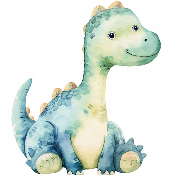 Foto iguanodon dinosaur personagem de desenho animado aquarela estilo feito à mão ilustração clipart