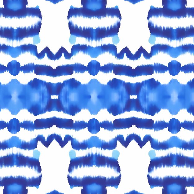 Foto ikat azul sobre fondo blanco patrón sin costuras de arte abstracto tradicional en la tela