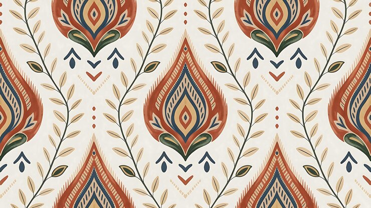 Foto ikat floral ornament seamless pattern