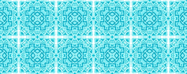 Ikat Fondo Azul Patrones Sin Fisuras Acuarela Ornamento Étnico