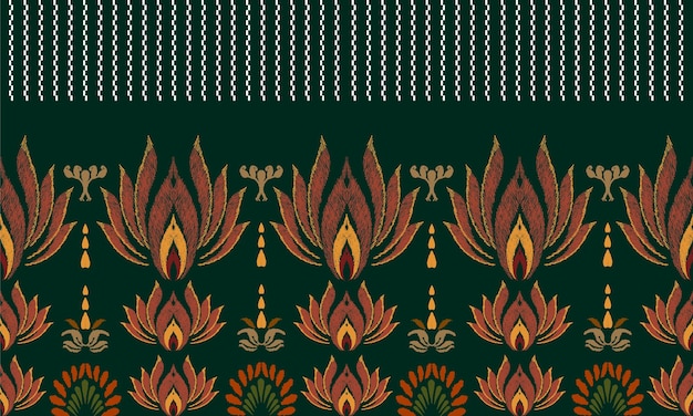 Ikat Patrón sin costuras arte tribal Bordado Ikat raya Textil digital Diseño asiático para impresiones