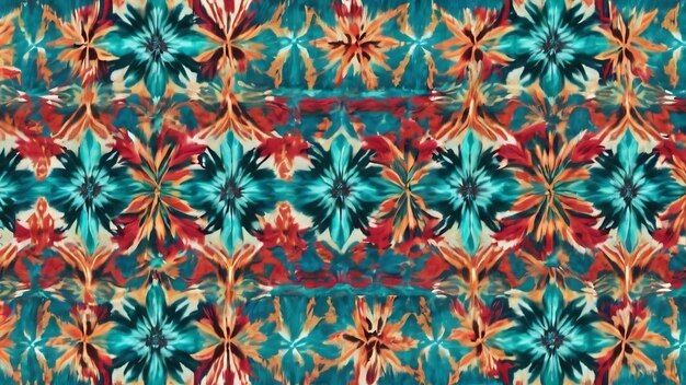 Ikat wiederholendes Badekleidungsdesign Türkis symmetrischer Kaleidoskop-Hintergrund