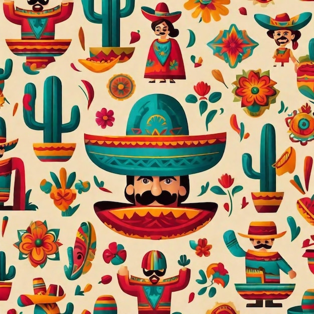 Ikonische mexikanische Elemente und lebendige Farben