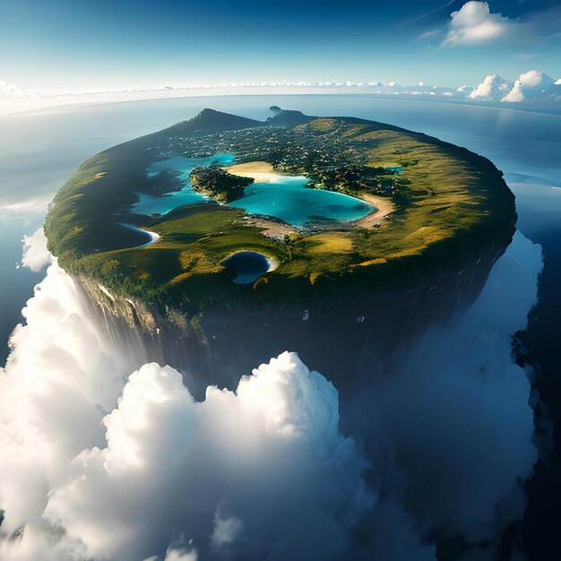 Foto ilha acima das nuvens