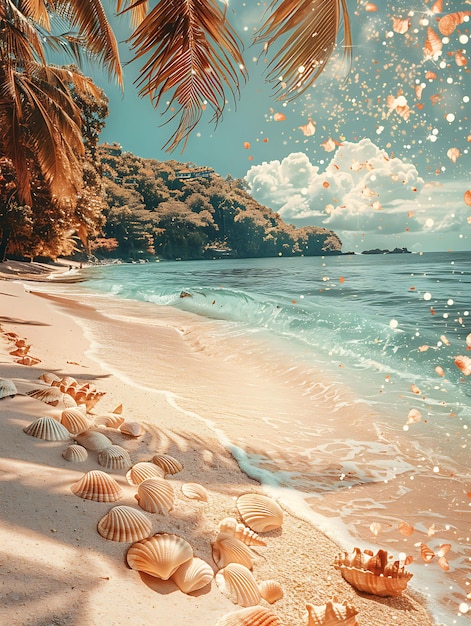 Ilha de Boracay, nas Filipinas, com ilustração de textura de areia em pó em decoração de fundo de tendência