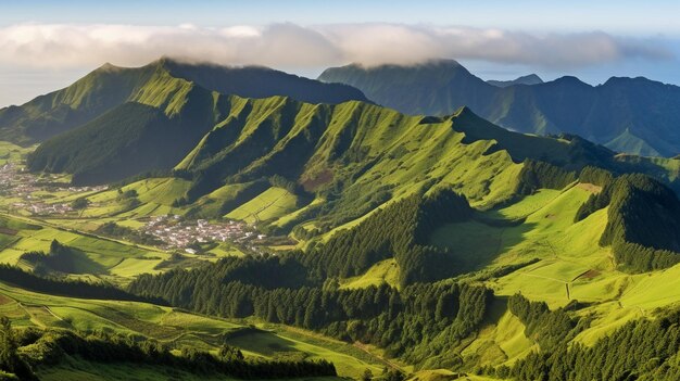 Foto ilha dos açores terreno montanhoso de ponta delgada gerar ia