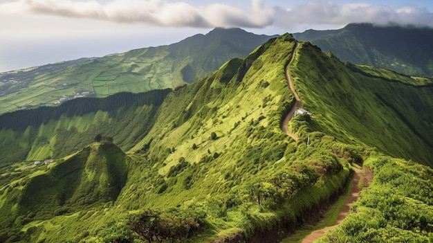 Foto ilha dos açores terreno montanhoso de ponta delgada gerar ia