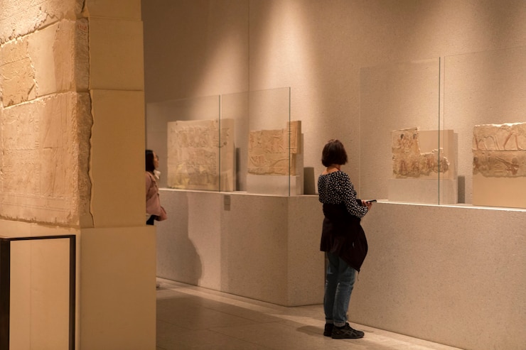 Ilha dos Museus em Berlim, Alemanha, Sala de Exposições Egípcia, ardósia egípcia