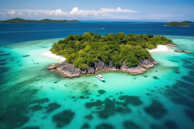 Ilha exótica cercada por águas cristalinas e praias imaculadas criadas com ai generativa