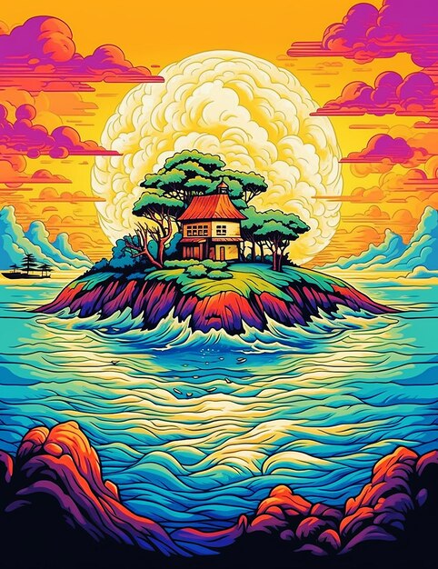 Foto ilha no meio do oceano