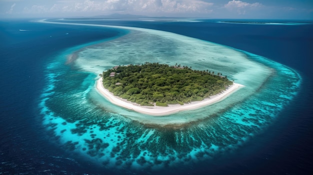 ilha paradisíaca maldivas 16k paisagem ultra larga panorama visão drone foto profissional